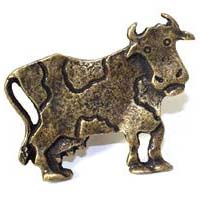 Emenee OR255-ABS Premier Collection Cow Knob (Left) 2 inch x 1-1/2 inch in Antique Bright Silver
